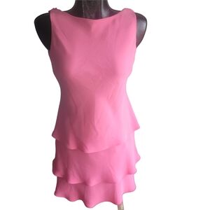 Evan Picone Sleeveless Pink Layered Dress 6P